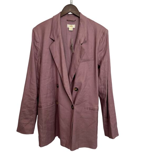 NWT Anthropologie Maeve Double Breasted‎ Linen Blazer Lilac Sz 12 Modern Career - Picture 1 of 11